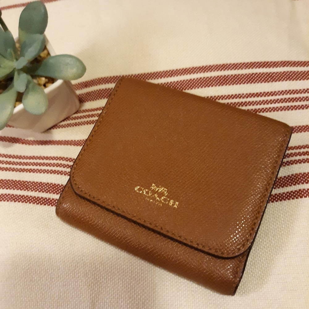 Coach trifold leather wallet